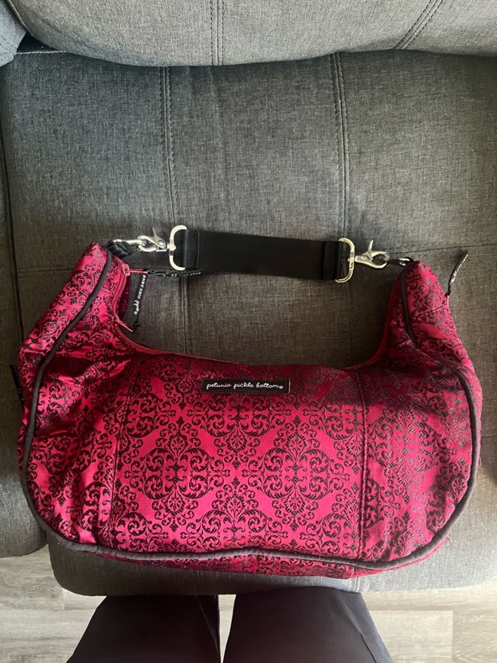 Petunia Pickle Bottom Fuchsia Damask Hobo Shoulder Bag - Picture 4 of 6